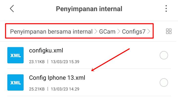 Pindahkan File Config GCAM