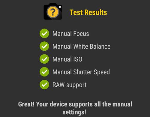 manual camera compability test result