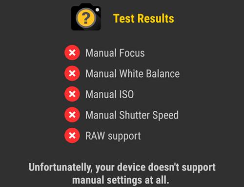 manual camera compability test result